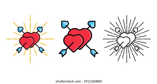 Plantilla de ilustración del vector de icono de corazón. Colección de diseño de iconos de corazón. Diseño vectorial de amor aislado en fondo blanco. Icono vectorial de amor diseño plano para sitio web, símbolo, logotipo, signo, aplicación, interfaz de usuario.