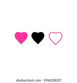Plantilla de ilustración del vector de icono de corazón. Colección de diseño de iconos de corazón. Diseño vectorial de amor aislado en fondo blanco. Icono vectorial de amor diseño plano para sitio web, símbolo, logotipo, signo, aplicación, interfaz de usuario.