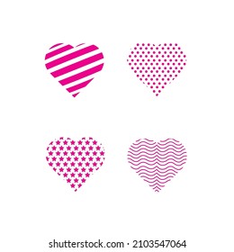 Set of Heart icon vector illustration template. Heart icon design collection. Love vector design isolated on white background. Love vector icon flat design for website, symbol, logo, sign, app, UI.