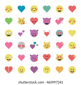 Set of heart  icon vector isolated on white background. Emoji vector. Love smile icon set. Emoticon icon web.