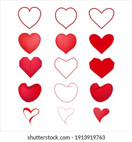 Set of heart icon vector, Symbol of Valentine's Day 