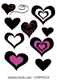 set of heart icons
