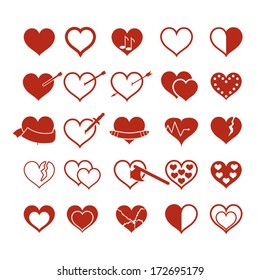 Set of heart icons