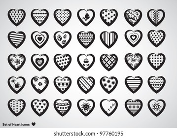 Set of heart icons
