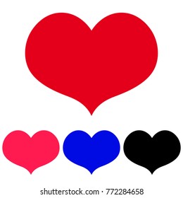 Set of heart icons different color, vector illustration.