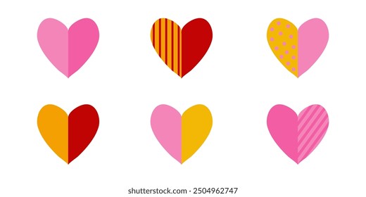 A set of heart icons isolated on a white background. For social media design, flyer, poster, website, postcard. Vector graphics 