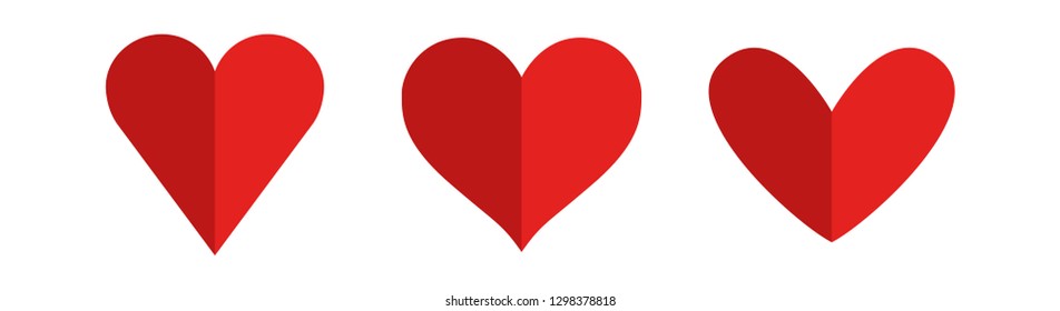 Set of heart icons, love symbol vector illustrations