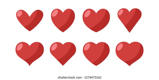 Set of heart icons. Love symbol vectors. Hearts collection.