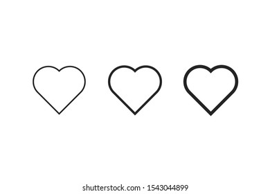 Set of heart icons on white background. Vector illustration in flat design