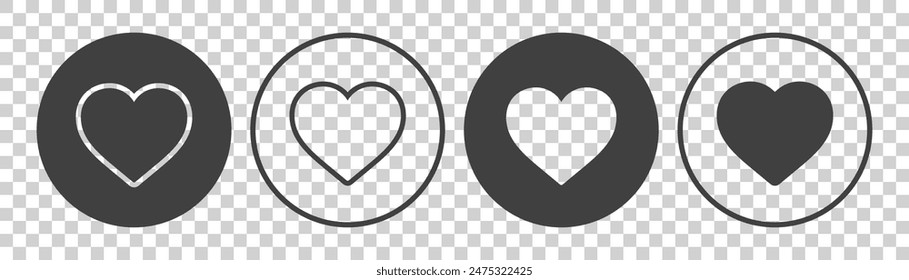 set of heart icons on white background
