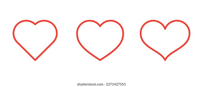 Set of Heart Icons With Outline