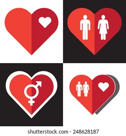 Set of heart icons for Valentine's day.Vector EPS 10.