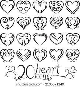 set of heart icons. vector