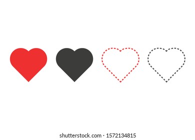 Set of heart icons. Vector illustration in flat design