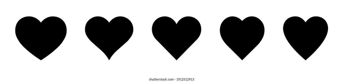 Set of heart icons vector illustration in flat and line style