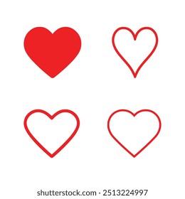 Set of Heart icons. Vector illustration in flat style