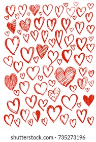Set of heart illustration Hand drawn Sketch line vector