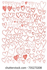 Set of heart illustration Hand drawn Sketch line vector