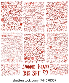 Set of heart illustration Hand drawn Sketch line vector