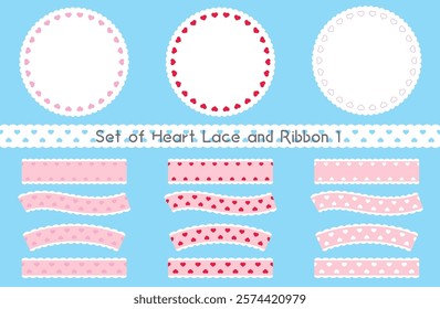 Set of Heart Lace and Ribbon