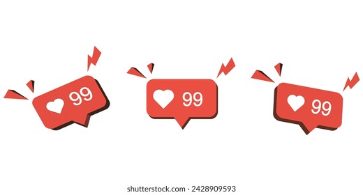  set heart, like vector icon in white background