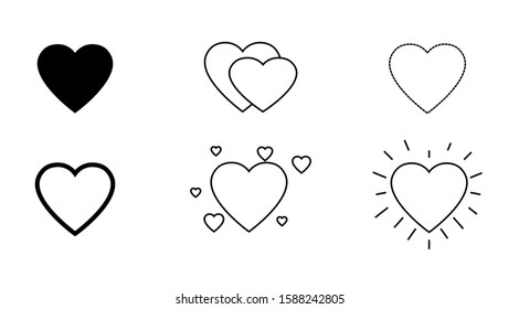 Set of heart line icons. Simple pictograms pack. Stroke vector illustration on a white background. EPS 10 Isolated