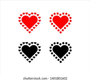 Set heart with line loves and circles