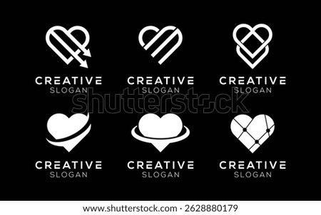 Set of Heart logo design templates. Modern isolated Heart icon symbols for relationship, affection and love.