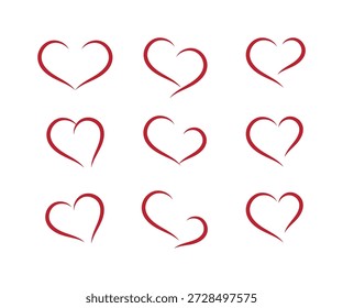 Conjunto de icono de logotipo de corazón, colección de logotipo de corazón Abstractas, colección de diseño de logotipo de corazón rojo