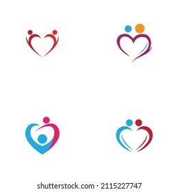 conjunto de logotipos del corazón y diseño de personas