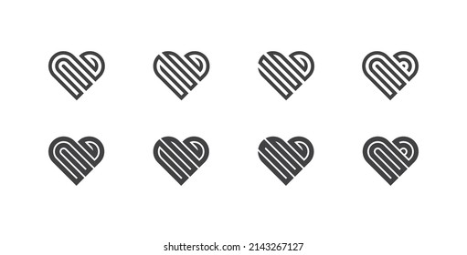 Set of Heart logo Vector Concept sign icon symbol Design. Vector Logo template.