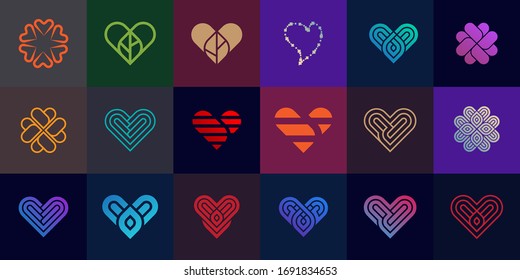 set of Heart logo vector design. Valentines day and love icon symbol. Eps10