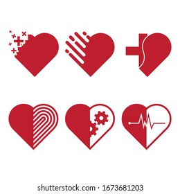 Set of heart logo vector. Healthcare, heartcare.