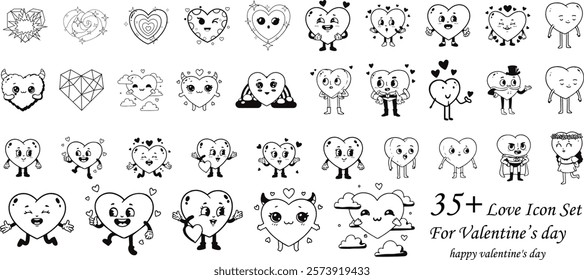 A set of heart and love icon , happy valentine's Day icon design, valentine's Day vector design, love, love icon