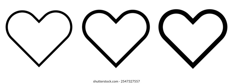 Conjunto de corazón o Vector de icono de amor aislado sobre fondo blanco. Ilustración vectorial.