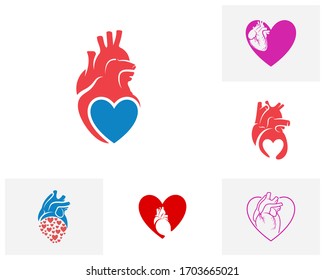 Set of Heart Love logo vector template, Creative Human Heart logo design concepts