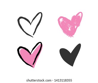 Set of heart love symbol design concept element vector. Valentine hearth design illustrator element for valentine day, gift, wedding, icon.