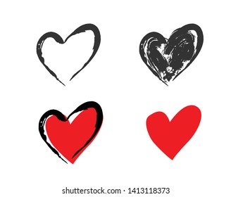 Set of heart love symbol design concept element vector. Valentine hearth design illustrator element for valentine day, gift, wedding, icon.