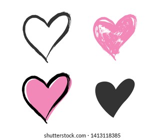 Set of heart love symbol design concept element vector. Valentine hearth design illustrator element for valentine day, gift, wedding, icon.