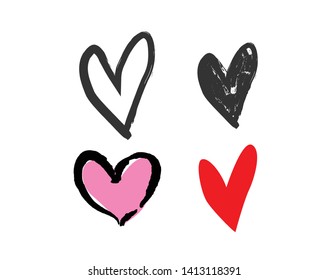 Set of heart love symbol design concept element vector. Valentine hearth design illustrator element for valentine day, gift, wedding, icon.