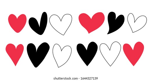 Set of heart love symbol design concept element vector. Valentine hearth design illustrator element for valentine day, gift, wedding, icon.