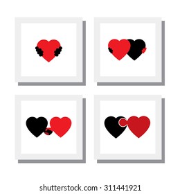 set of heart and love symbols of empathy, compassion, care - vector icons. this also represents concepts like romance, intimacy, self-love, self-esteem, romeo juliet romance, care, support, feelings