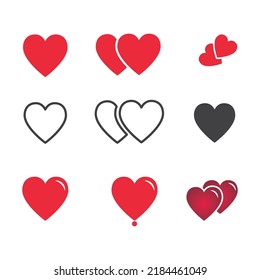 Set of heart , Love symbols, Heart icon set, love symbol vector.