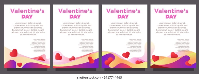 set of heart love for valentines day template in abstract syle. print or banner vector illustration template