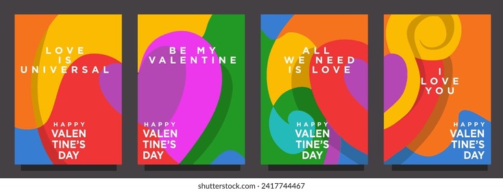 conjunto de amor cardíaco para la plantilla de día de San Valentín en estilo abstracto. plantilla de ilustración vectorial de impresión o banner