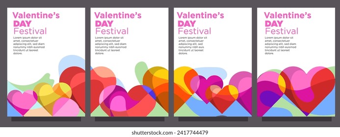 set of heart love for valentines day template in abstract syle. print or banner vector illustration template