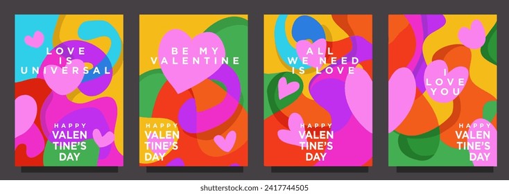 conjunto de amor cardíaco para la plantilla de día de San Valentín en estilo abstracto. plantilla de ilustración vectorial de impresión o banner