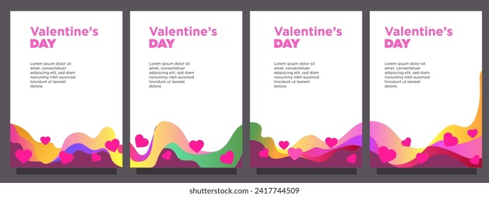 conjunto de amor cardíaco para la plantilla de día de San Valentín en estilo abstracto. plantilla de ilustración vectorial de impresión o banner