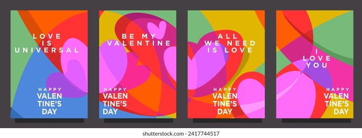 set of heart love for valentines day template in abstract syle. print or banner vector illustration template