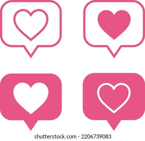 Set Of Heart Message Chat Box